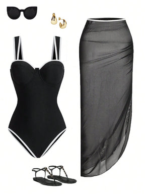 Conjunto Luxo Maiô + Saia Samantha
