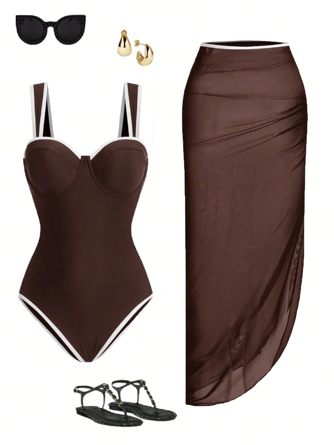 Conjunto Luxo Maiô + Saia Samantha