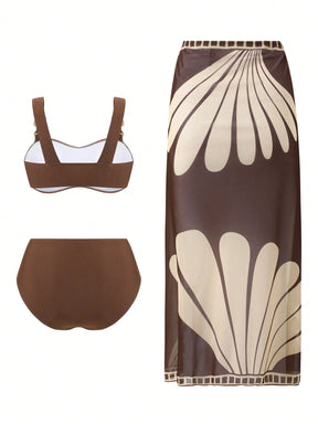 Conjunto Luxo Plus Size Biquíni + Saia Christal
