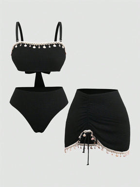 Conjunto Luxo Biquíni + Saia Esmeralda