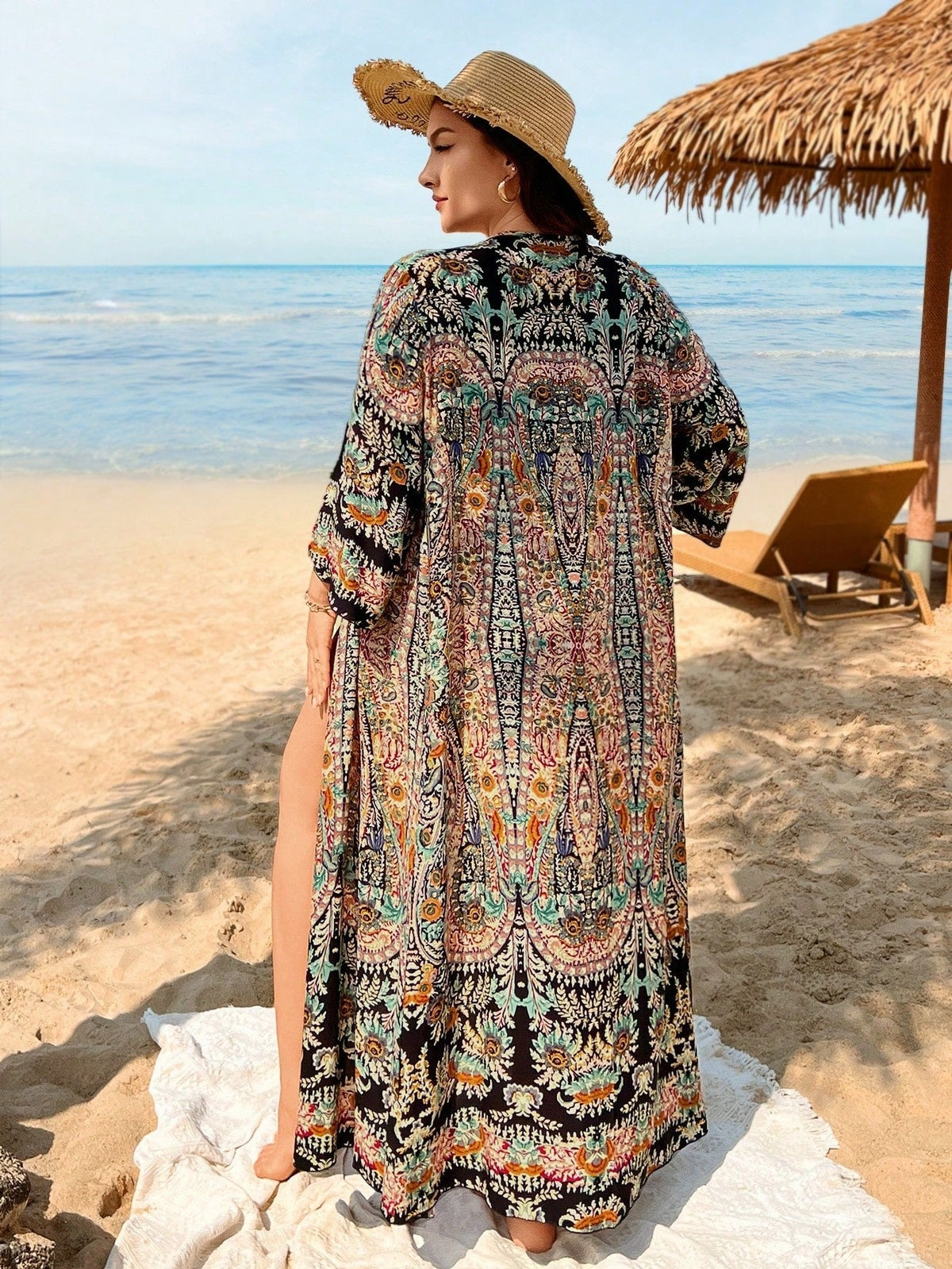 Saída de Praia Plus Size Girassol