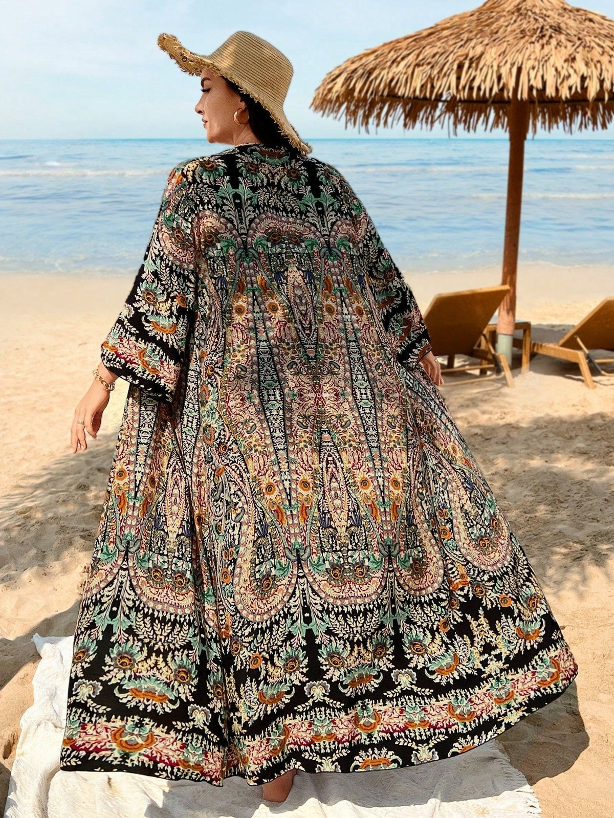 Saída de Praia Plus Size Girassol
