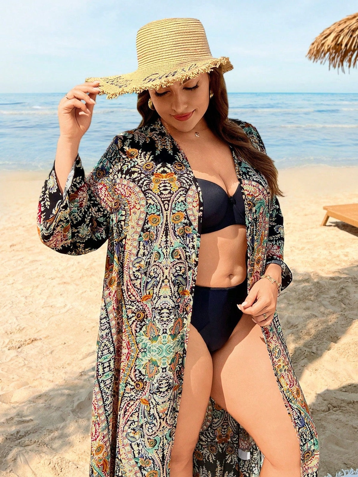 Saída de Praia Plus Size Girassol